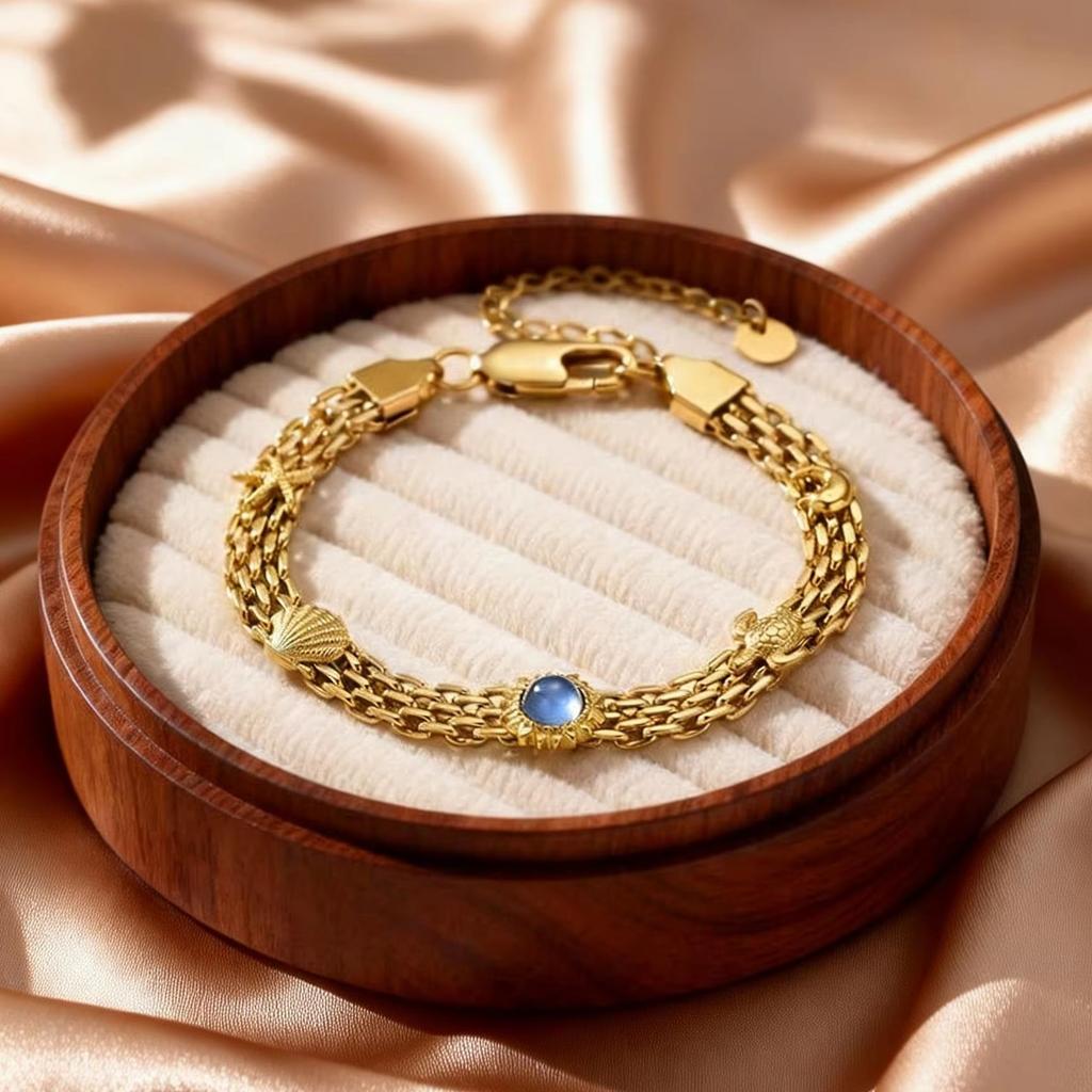Oceaanstijl Roestvrij Staal Mesh Ketting Horlogeband Armbanden voor Dames, Uniek Zeester Schildpad Zon Natuursteen Bedel Armband