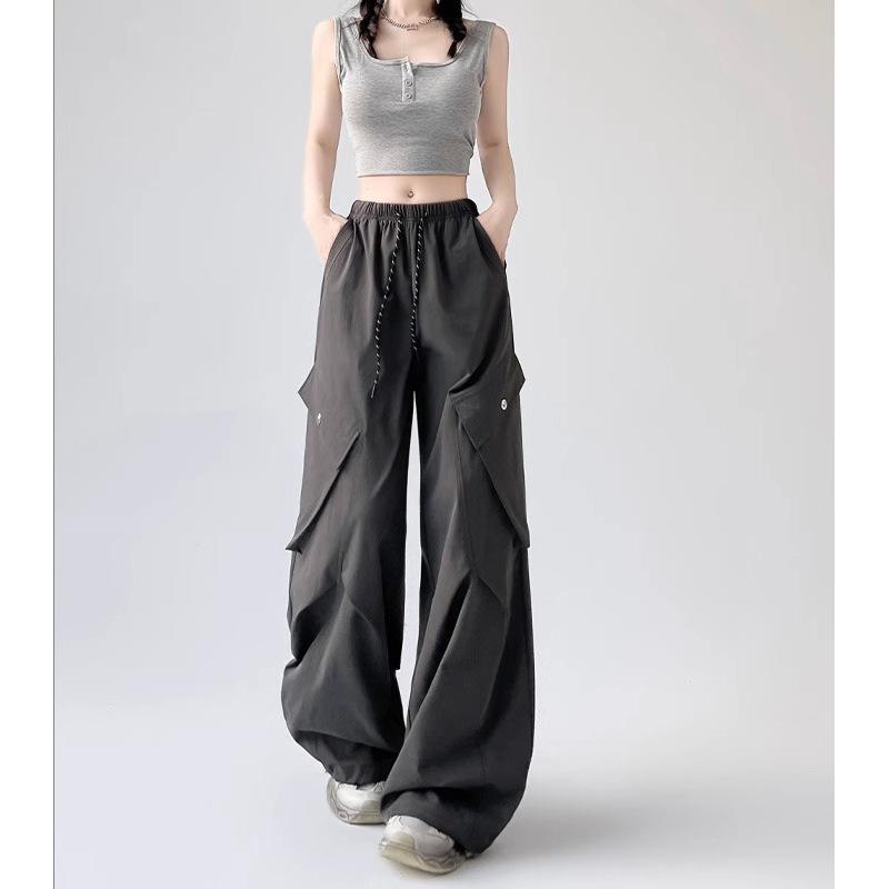 Working Casual Pants for Women In Summer New High-waist Wide-leg Loose Straight Fast-drying Sports Pants