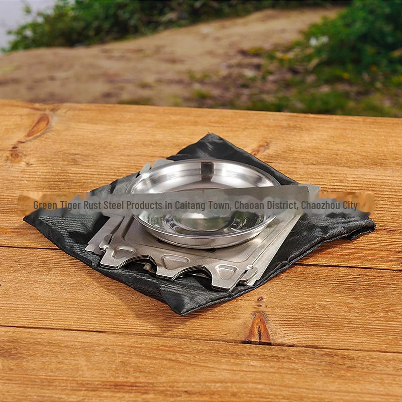 Portable Folding Stainless Steel Wood Stove for Camping and Hiking