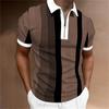 Men's striped polo shirt, short sleeved T-shirt, men's breathable top, business collar streetwear, high-quality luxury brand