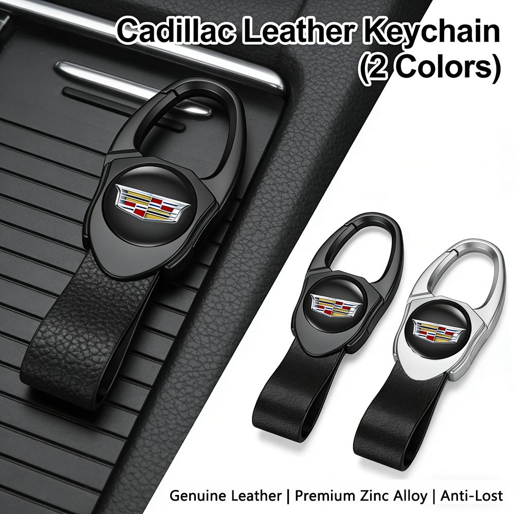 Zinc Alloy Cadillac Leather Car Keychain Premium Keyring Holder for CT4 CT5 XT4 XT5 XT6 ATS CTS XTS All Models Auto Accessories Jx5