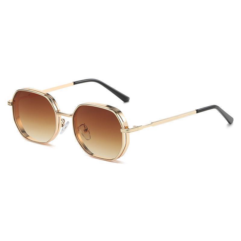 1pc Metal Fashion Round Men's Sunglasses Outdoor Driving Driving Fishing Gradient Sunglasses Women's Sunglasses