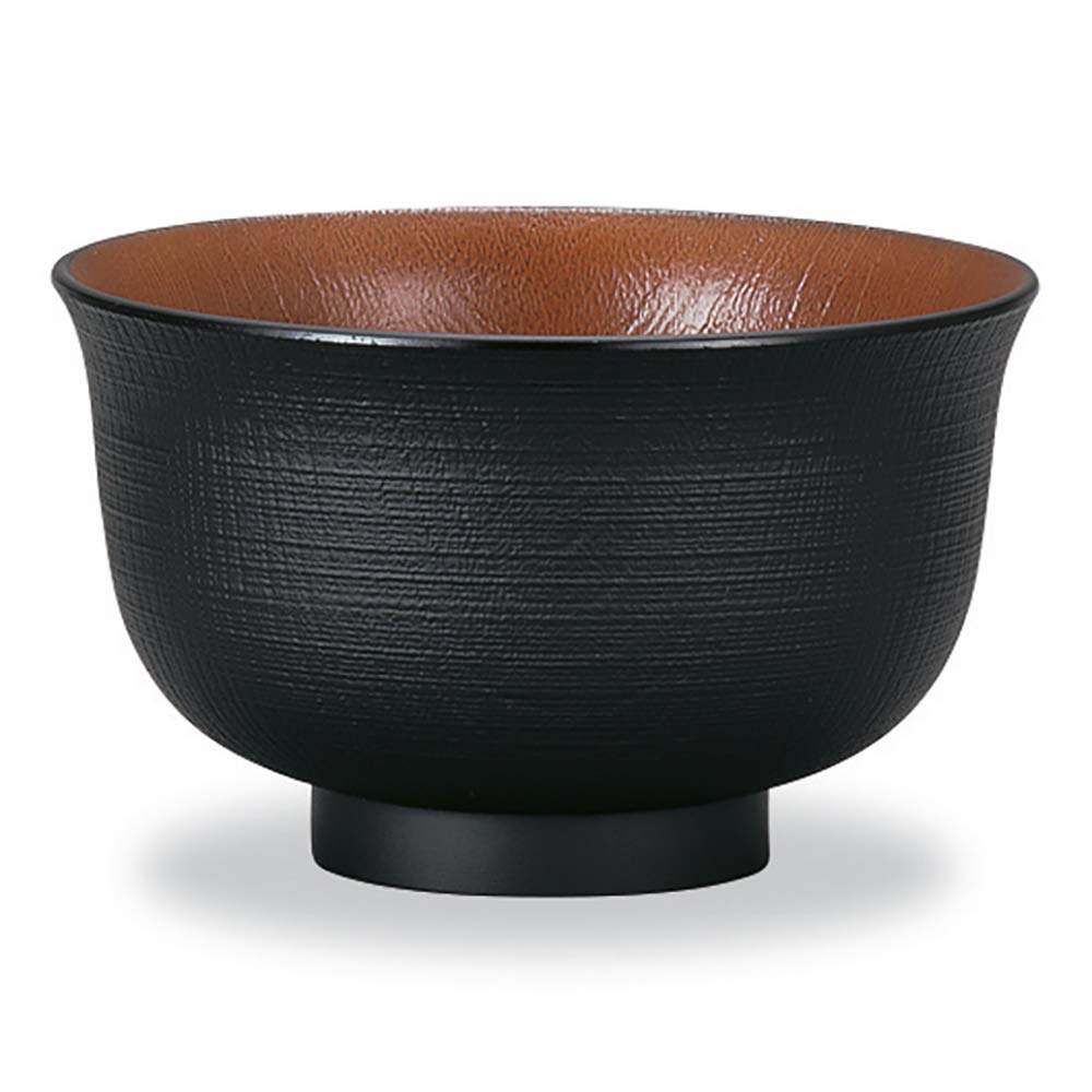 Yamanaka Lacquerware Nature Range Zelkova Wood Grain Soup Bowl Black Brown Han-han & M16953-9