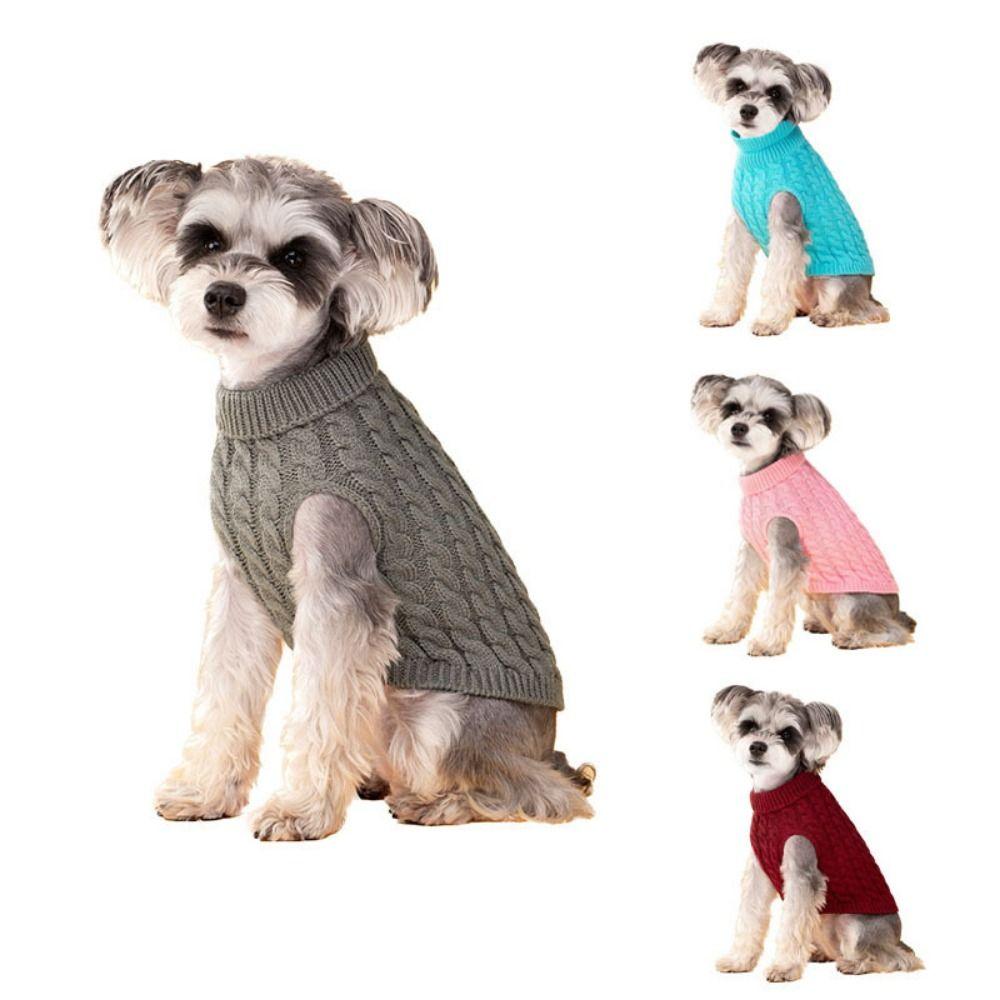 Pet Knitted Pullover Wool Winter Dog Sweaters Soft Warm Dog Knitting Sweaters Candy Color Comfortable Cat Sweater Vest Autumn