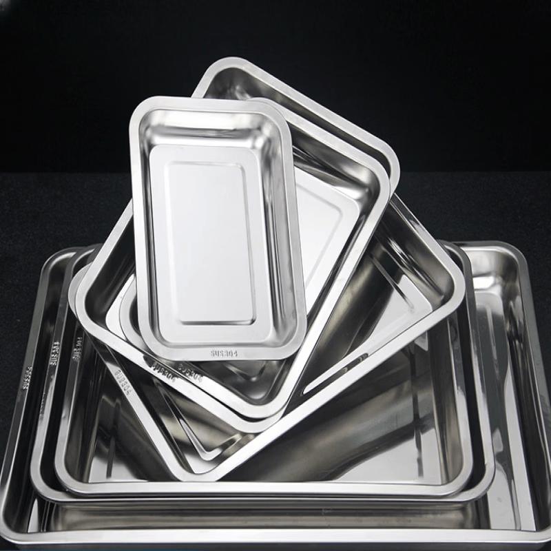 Heavy Duty 304 Stainless Steel Rectangular Baking & Serving Tray