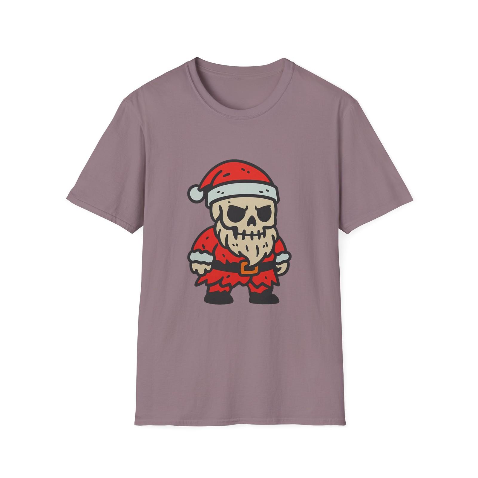 Unisex Softstyle T-Shirt Chibi Santa Skull Funny Spooky Christmas Holiday S