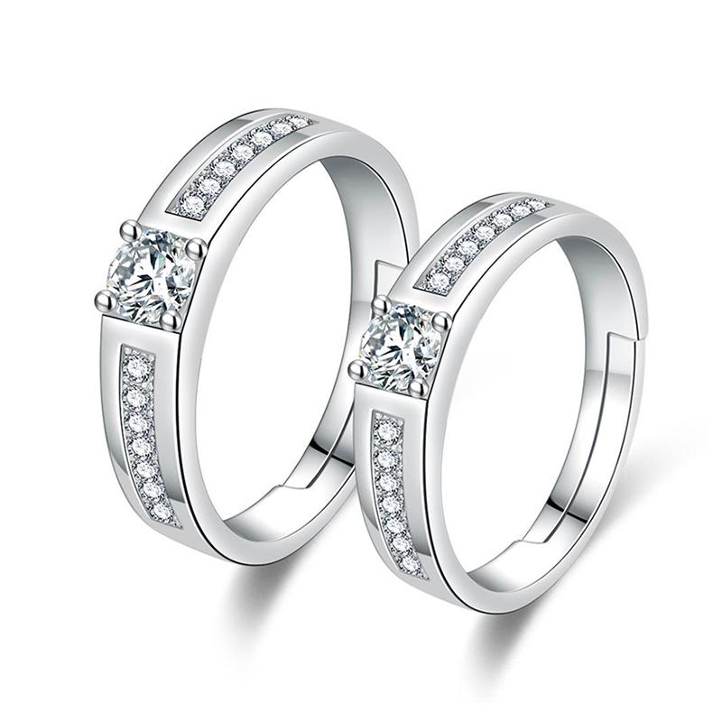 Classic Couple Rings For Men Women CZ Stone Trendy Wedding Lovers' Ring Jewelry Romantic Valentine's Day Present Ring Accessory