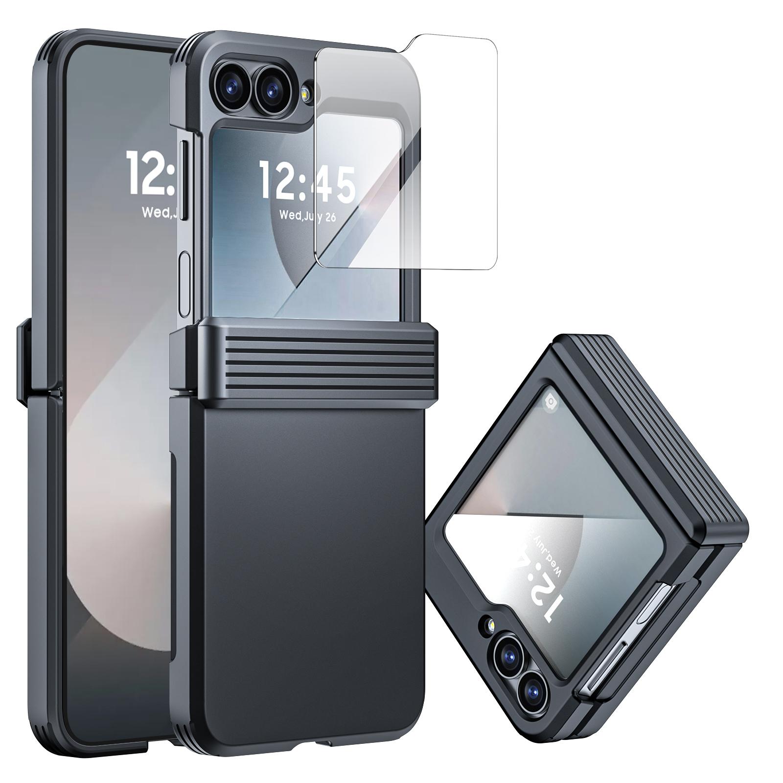 

for Samsung Galaxy Z Flip 6,Armored Anti-Fall Bearing Protection,Integrated Protective Film Folding Protective Cover-Black чёрный