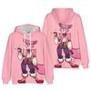 Pink Cartoon Pirate Fox Front Back Print Pullover Hoodie Unisex Anime Sweatshirt
