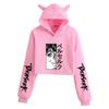 Women's Cat Ear Hoodie with Berserk Print - Cropped Style