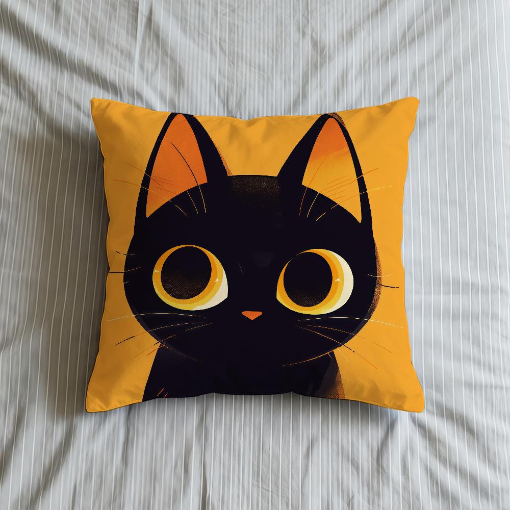 Cushion Cover Soft Case Cat For Sofa Cartoon Living Room Home Comfortable Office Cute Decor Protective Pillow Black Covers