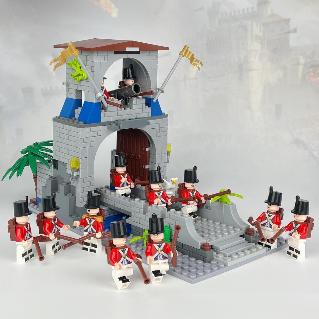 1602F Medieval Guardian Tower Building Bridge Miniature Military Building Block Model Toy