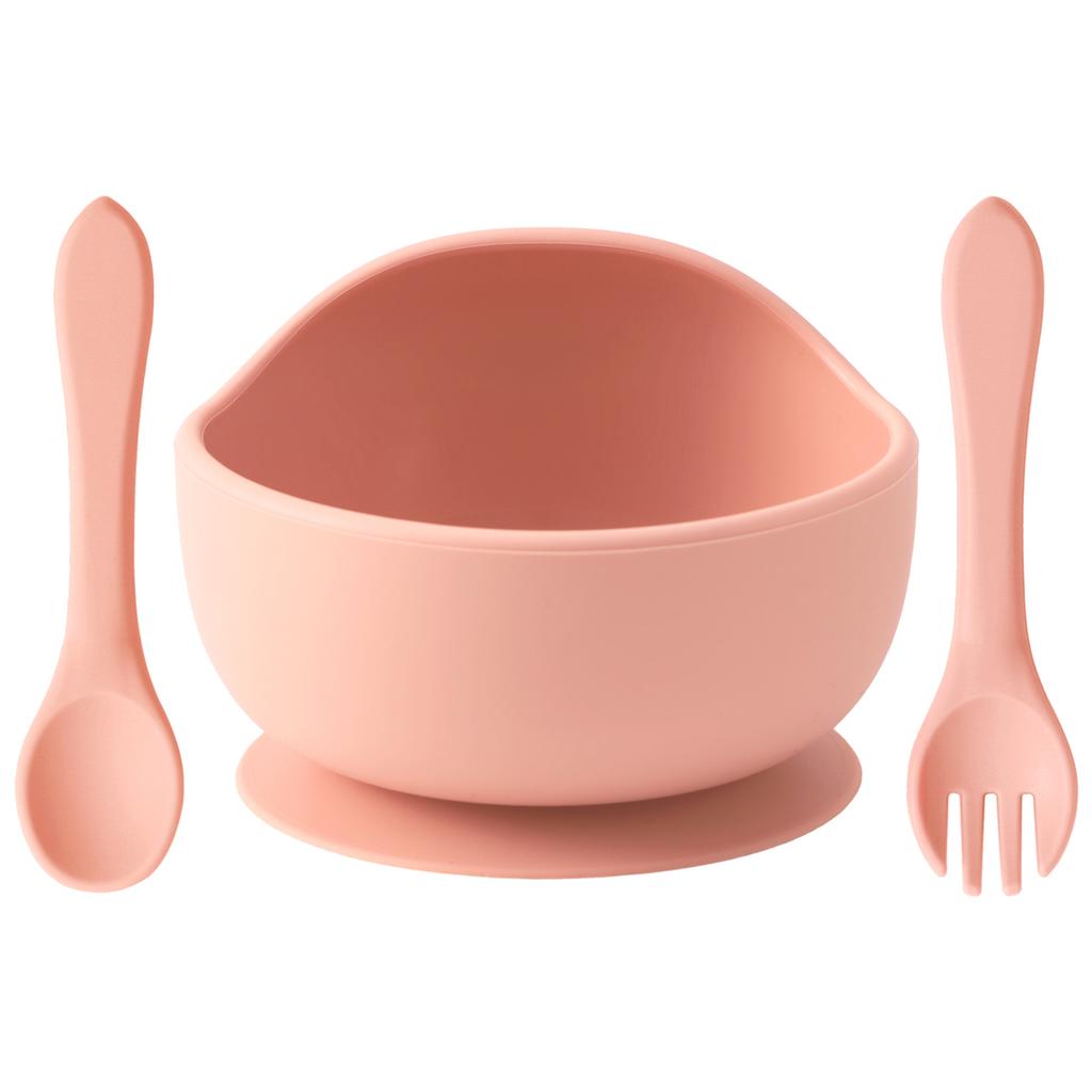 Color Kids 3-delat Silikon Baby Matset Sugskål BPA-fri Småbarn Självmatning Träningssked Gaffel Porslin Gåvor