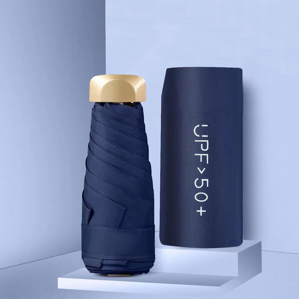 New Macaron Color Five-Fold Ultra-Light Sun Protection Compact Mini Umbrella with Buckle Handle