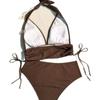 New European and American Swimsuit Special Fabric Solid Color Neck Women's Split Bikini Swimsuit