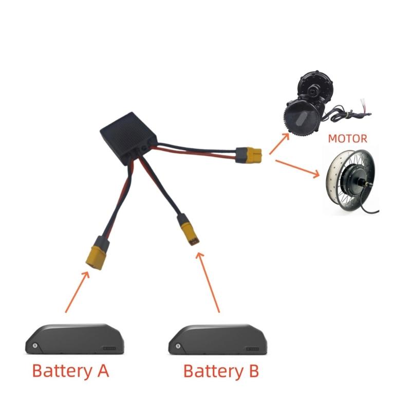 Módulo Paralelo de Bateria Dupla Elétrico Conversor de Descarga de Bateria para Bicicleta Elétrica Pacote de Bateria Dupla Chaves Balanceador