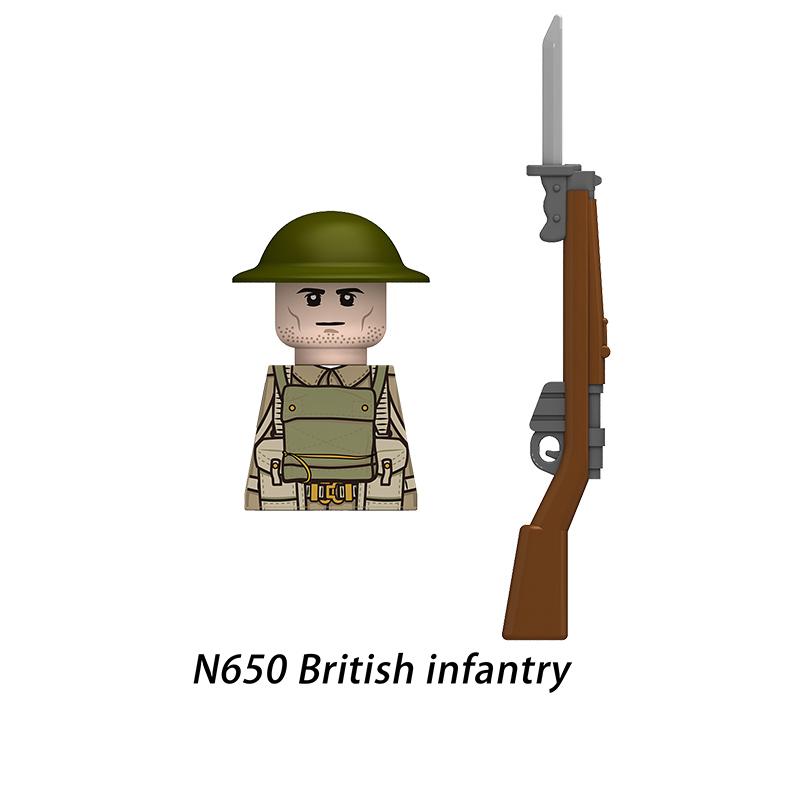 Military Affairs WW2 Britain Infantry Building Blocks Model Bricks Mini Action Toy Figures Toy Gift for Children