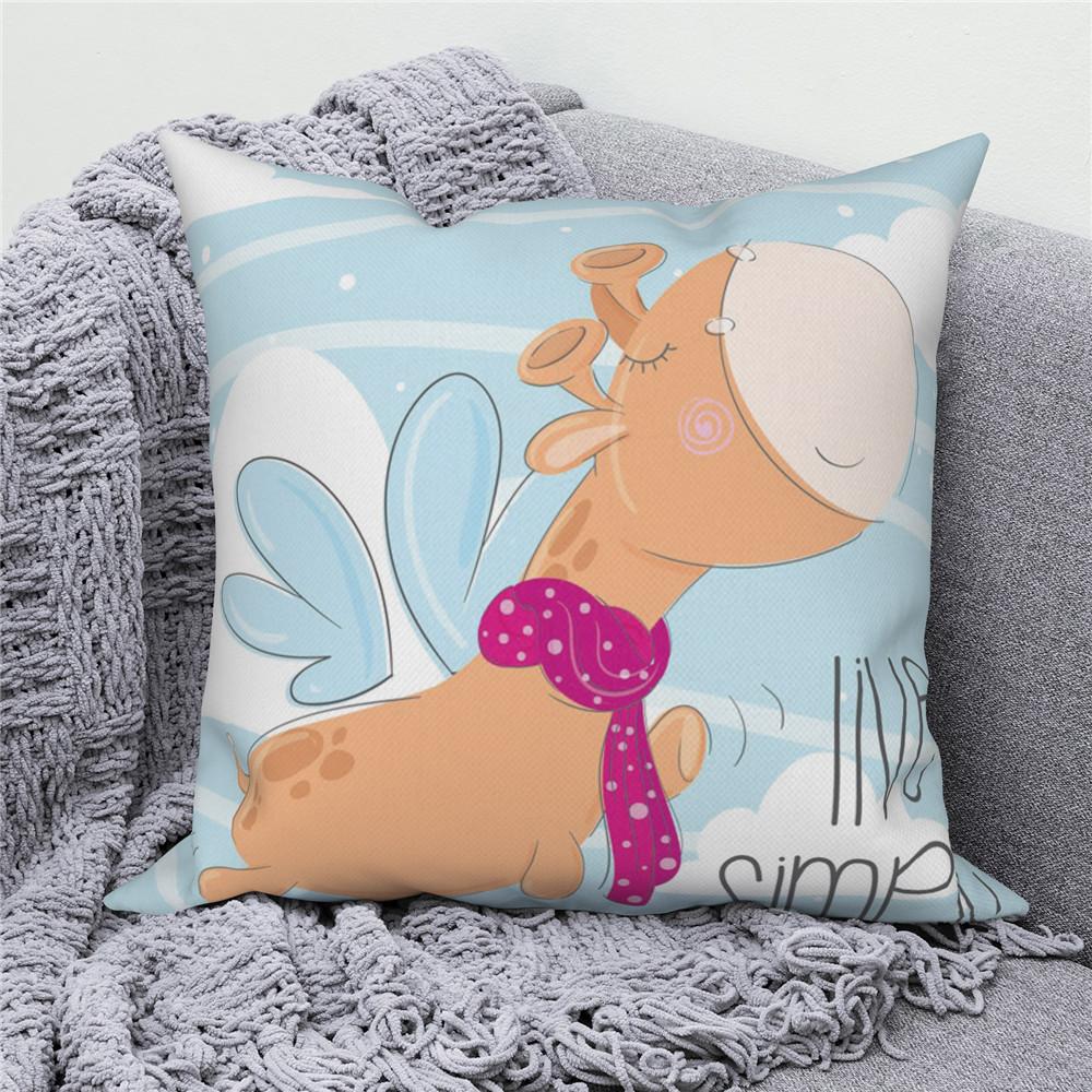 White Throw Pillow Cover Home Decor Sofa Decorative   Cartoon Animal Cushion