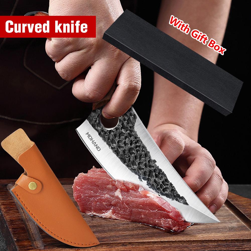 Hand-Forged Boning knife Chef Slicing Knife Meat Vegetable Fruit Kitchen Cutting Knife Double-edged Blade Kitchen Knives