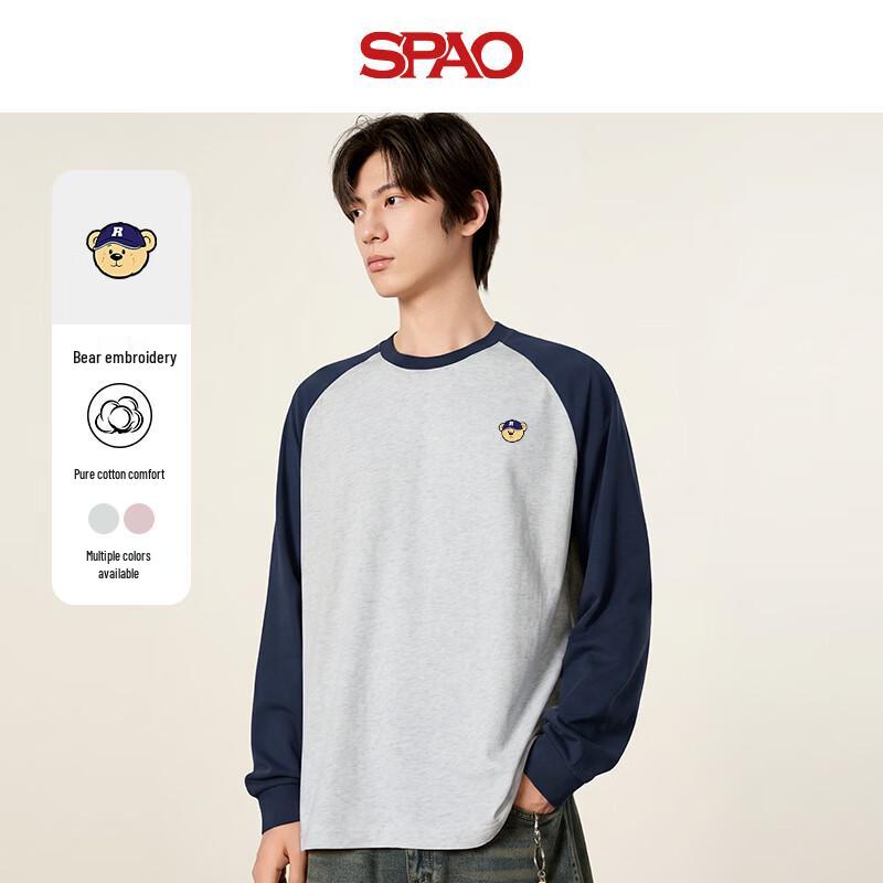 SPAO Men's Bear Embroidered Long-Sleeve T-Shirt