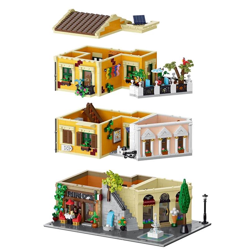 4507Pcs Roman Corner Store Architecture Building Set European Street View Series Diy Display Model Bricks Toy For Kid Gift