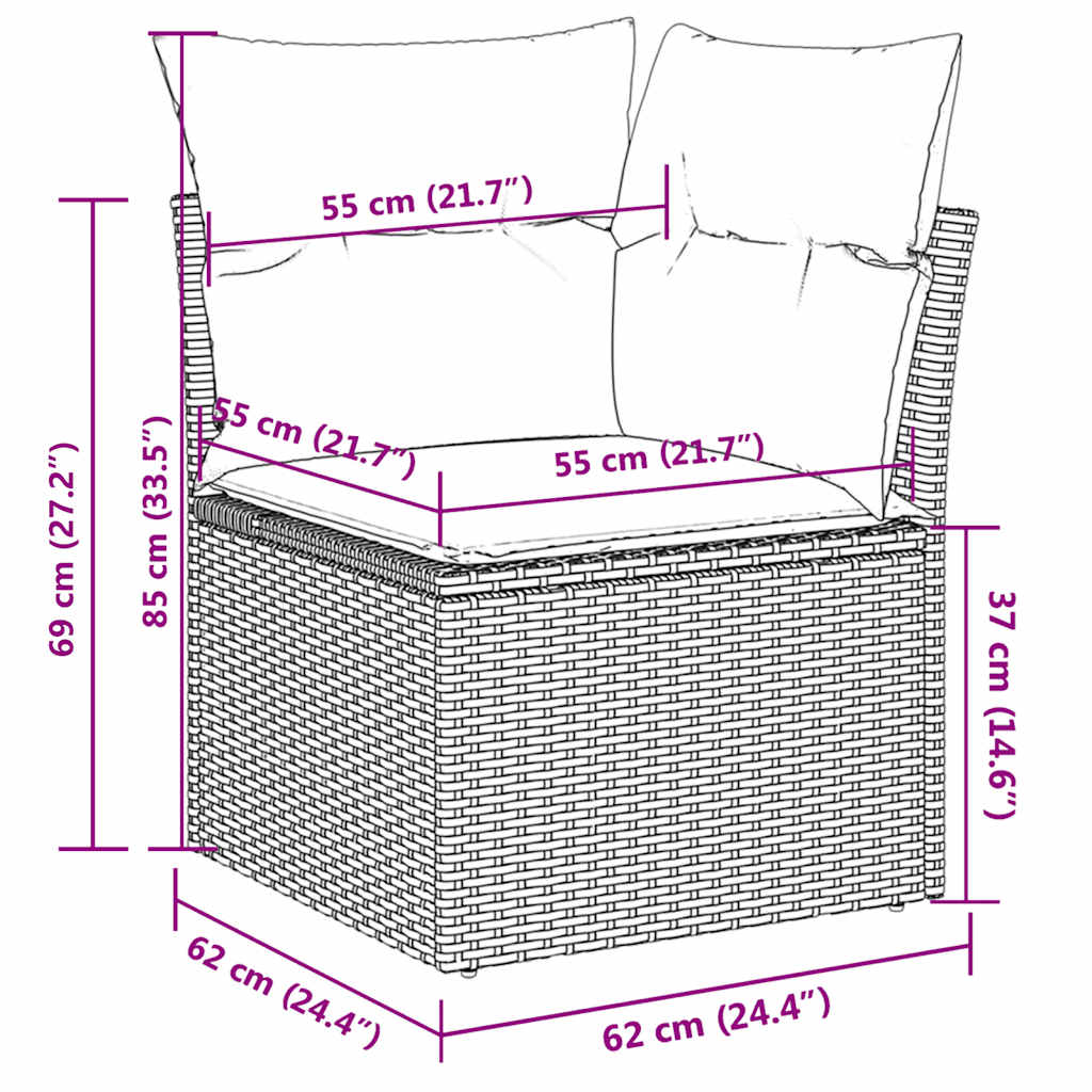 10 Piece Garden Sofa Set with Cushions Brown Poly Rattan