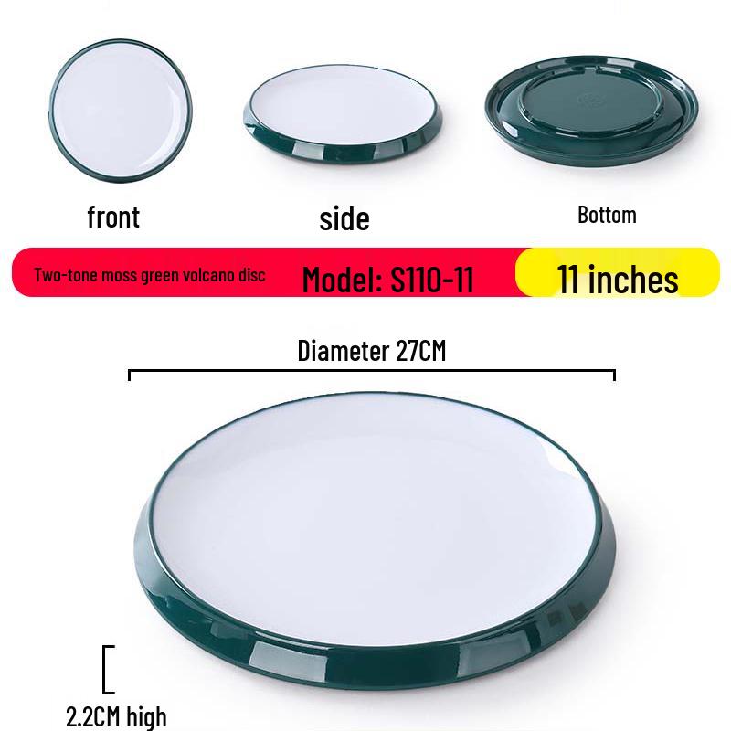 Nordic Round Melamine Shallow Plate for Buffets and Stir-Fry Dishes