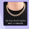 European and American Hip-hop Men's 15mm Flat and Simple Cuban Necklace, Trendy Light Luxury Men's Accessories