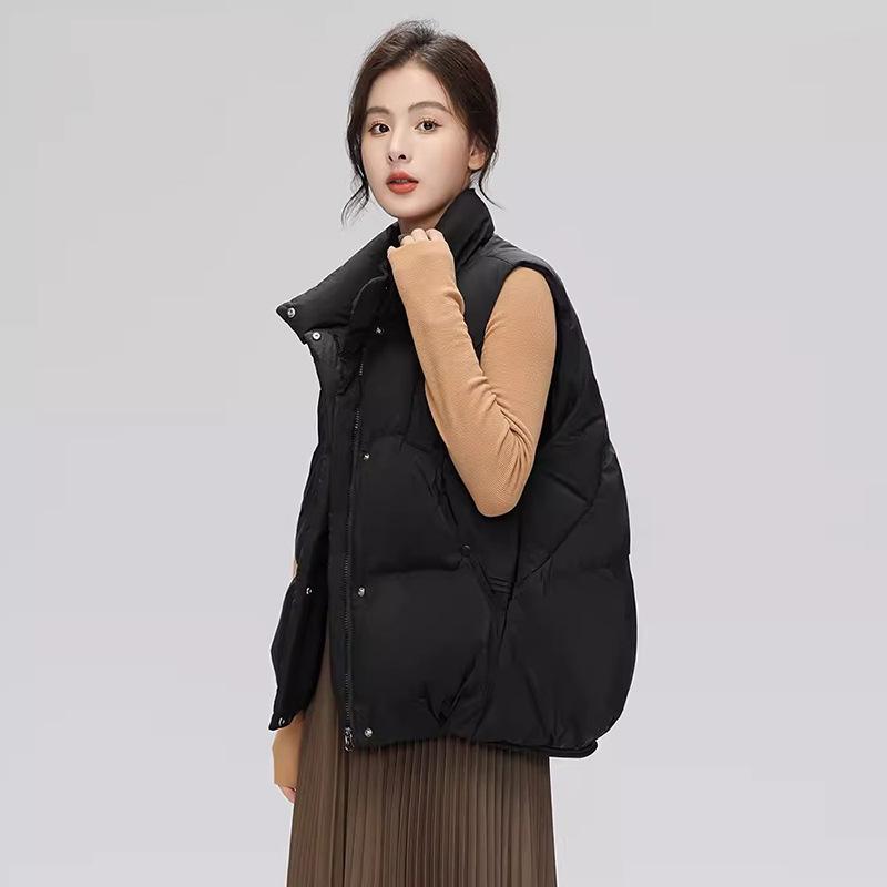 Down vest women's 2024 winter new lightweight stand-up collar design feels warm and wears white duck down vest tide