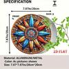 Bohemian Feather Mandala Round Aluminum Wall Sign 7.8 Inch Colorful Beads Tribal Art Decor Boho Style Home Ornament