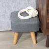 Linen Look Square Padded Footstool Grey