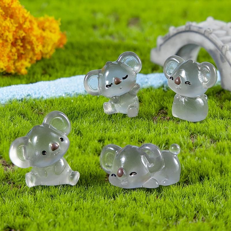 Glows In The Darks Koala Figurines Garden Koala Statue Landscape Decors Animal Figurines Sculpture Table Centrepieces