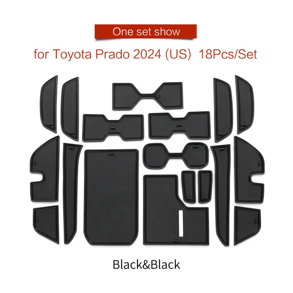 for 2024 Toyota Land Cruiser Prado 250 Anti-Slip Gate Slot Cup Mat PVC Non-Slip Door Pad Interior Accessories 18pcs