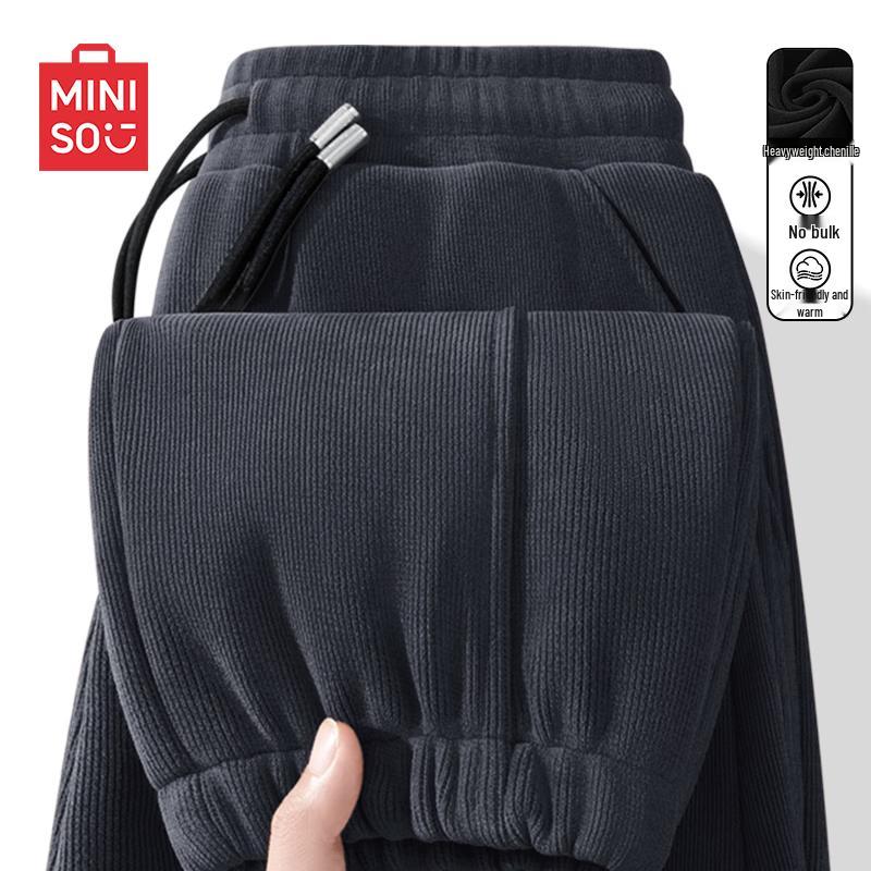 

MINISO Men s Winter Fleece-Lined Textured Chenille Cuffed Pants 4XL