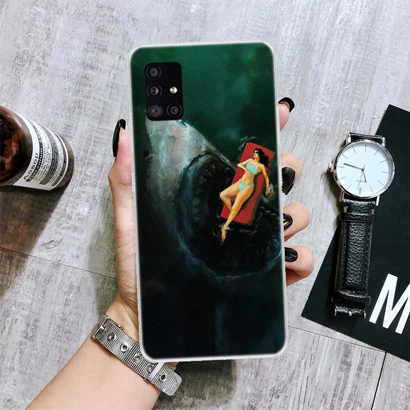 Ocean Monster Shark Swimming Phone Case For Samsung Galaxy A52 A32 A22 A12 A02S A50S A30S A51 A31 AA71 Note 20 Ultra 10 S10 Plus