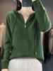 Women's Hooded Wool Knit Cardigan - Long Sleeve, Zipper Sweater Coat for Autumn/Winter