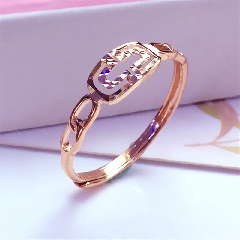 Purple Gold-Plated Rose Gold Chain, Simple And Exquisite Living Mouth Hollow And Shiny Opening Ring