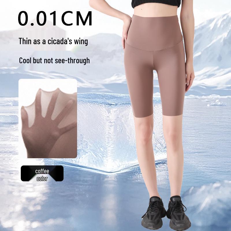 Women's Summer Ice Silk Shark Pants with Sun Protection & High Elastic Seamless Base Layer for Yoga & Sports
