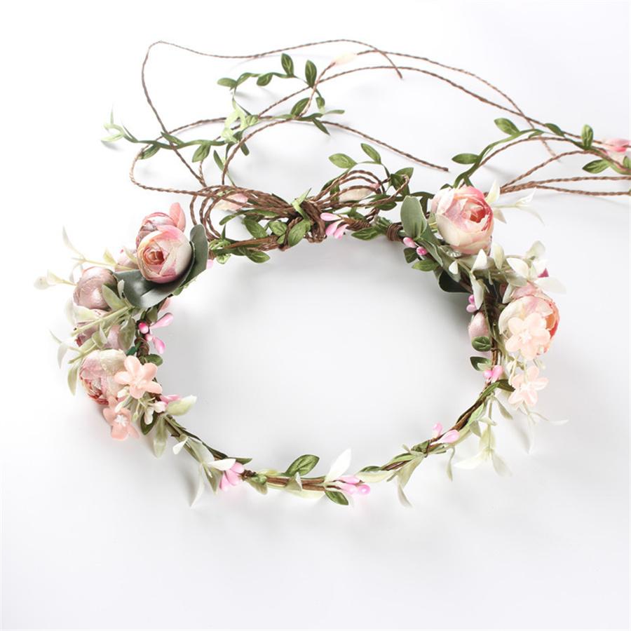 Neue Mode Böhmischer Kranz Haarband Blumenkrone Frauen langes Rattan Simulationsblume Stirnband Kopfschmuck Frühling Haarschmuck