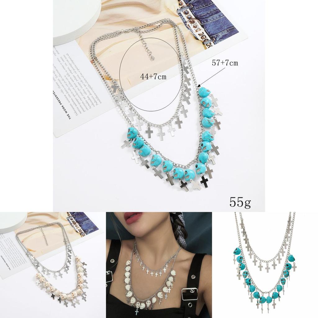 Skull Cross Jewelry With Electroplated Alloy Pendant For Halloween Accessories