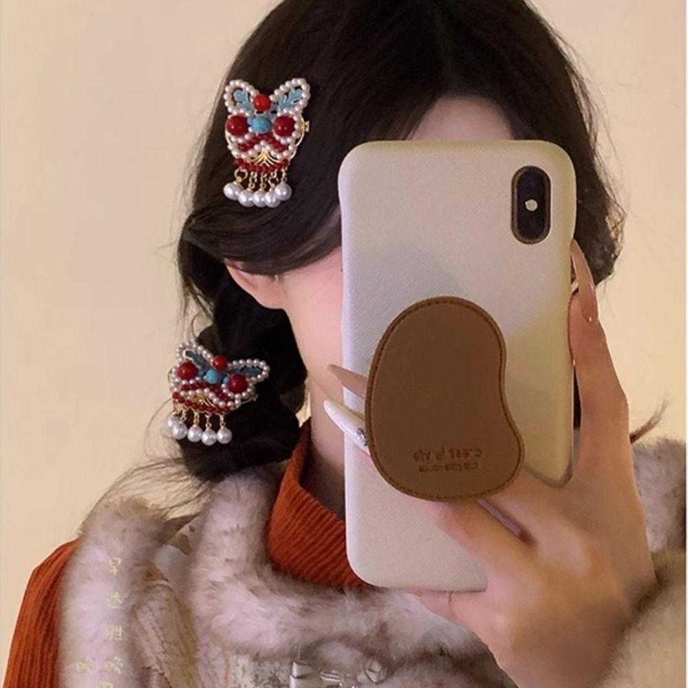 Cloth Red Velvet Bow Hairpin Plush Hanfu Hair Clip Cute Chinese New Year Headwear  Children