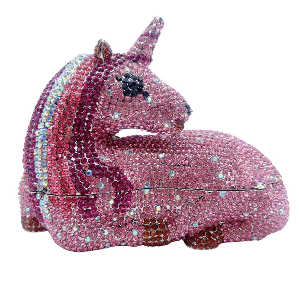 

WHTUOHENG Colorful Unicorn Diamond Evening Bag Luxury Crystal Clutch Purse For Women Wedding Bridal Prom Handbag Dinner Purses 18cmX14cmX7.5cm