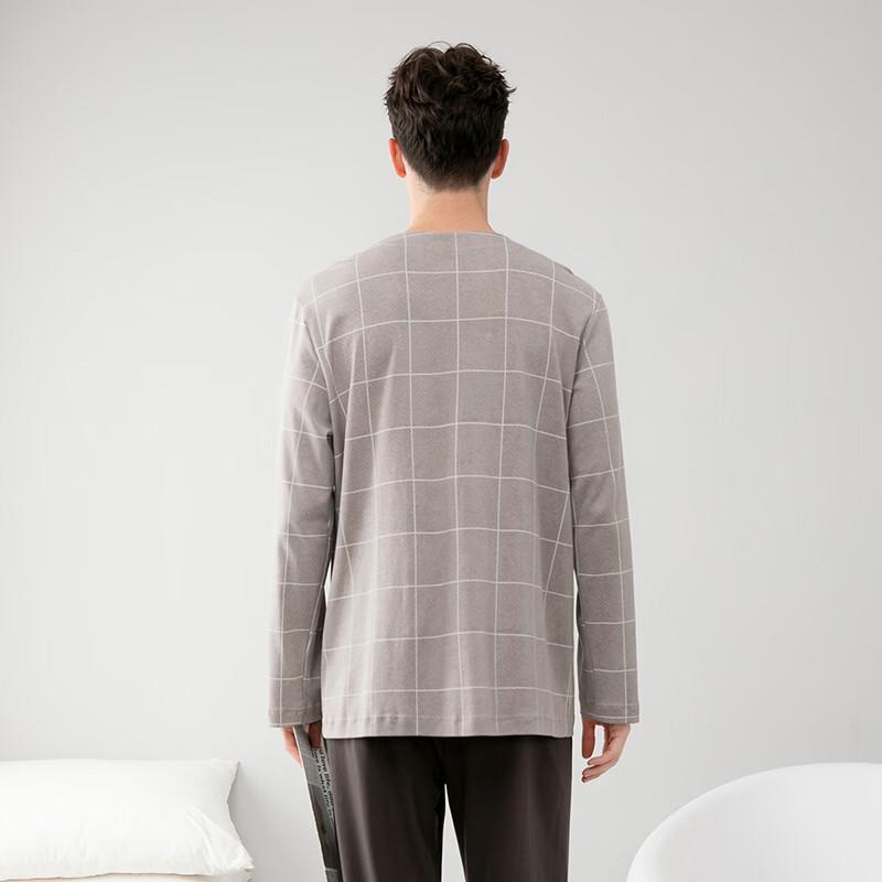 Fenteng Men's 100% Cotton V-Neck Long-Sleeve Loungewear Set
