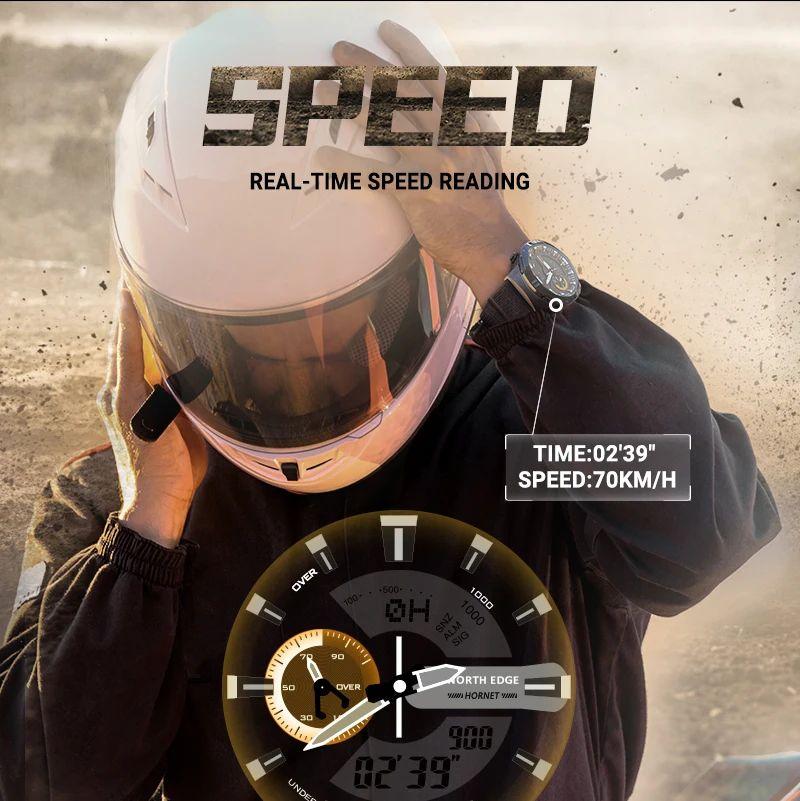 NORTH EDGE HORNET Ceas digital pentru bărbați Alergare Ciclism Ceasuri sport Ceas de mână rezistent la apă 50M World Time Speed ​​Illuminator