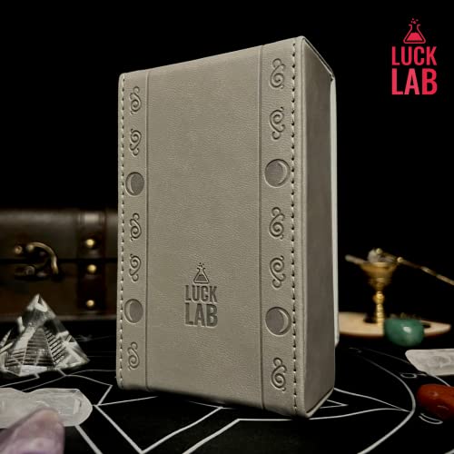 Luck Lab Leather Tarot Card Case/Holder - Gray - Fits Most Standard Size Tarot Cards (Fits Box Deck Size) - Moon Design
