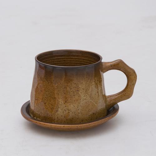

300ML Japanese Handmade Coffee Cup and Saucer Retro Stoneware Afternoon Tea Cup Set Hand Punch Coffee Cup Tea Cups Cute Cup