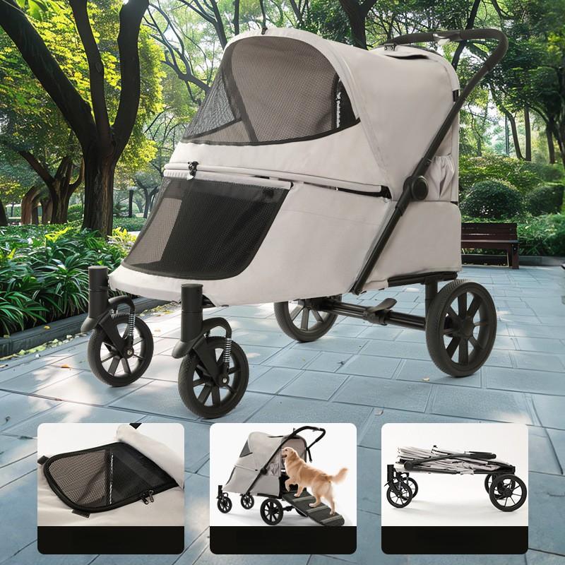 Large Dog Pet Strollers Carts Foldable Pet Carriers Large Capacity Dog Cart for Elderly Dogs Golden Retriever Carriers Supplies