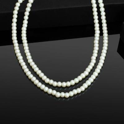 Double Line White Pearl Necklace