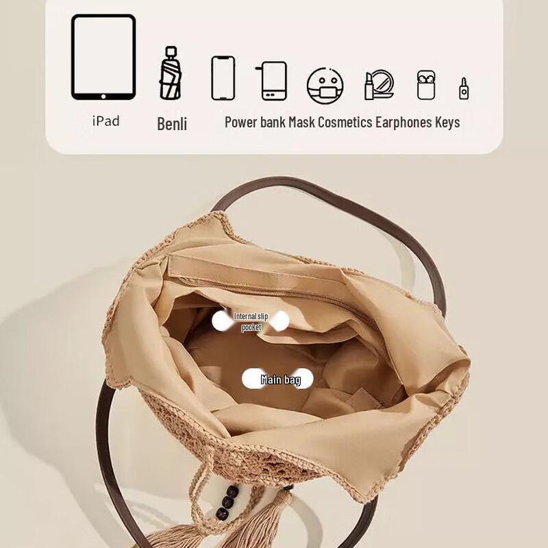 REWELL Sommer Quaste Baumwollstrick Schultertasche