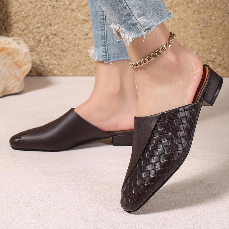 Neue Damen-Taschen-Kopf-Slipper rutschfeste Übergrößenschuhe beliebt in Europa und Amerika 2025 goldene flache coole Slipper Damen